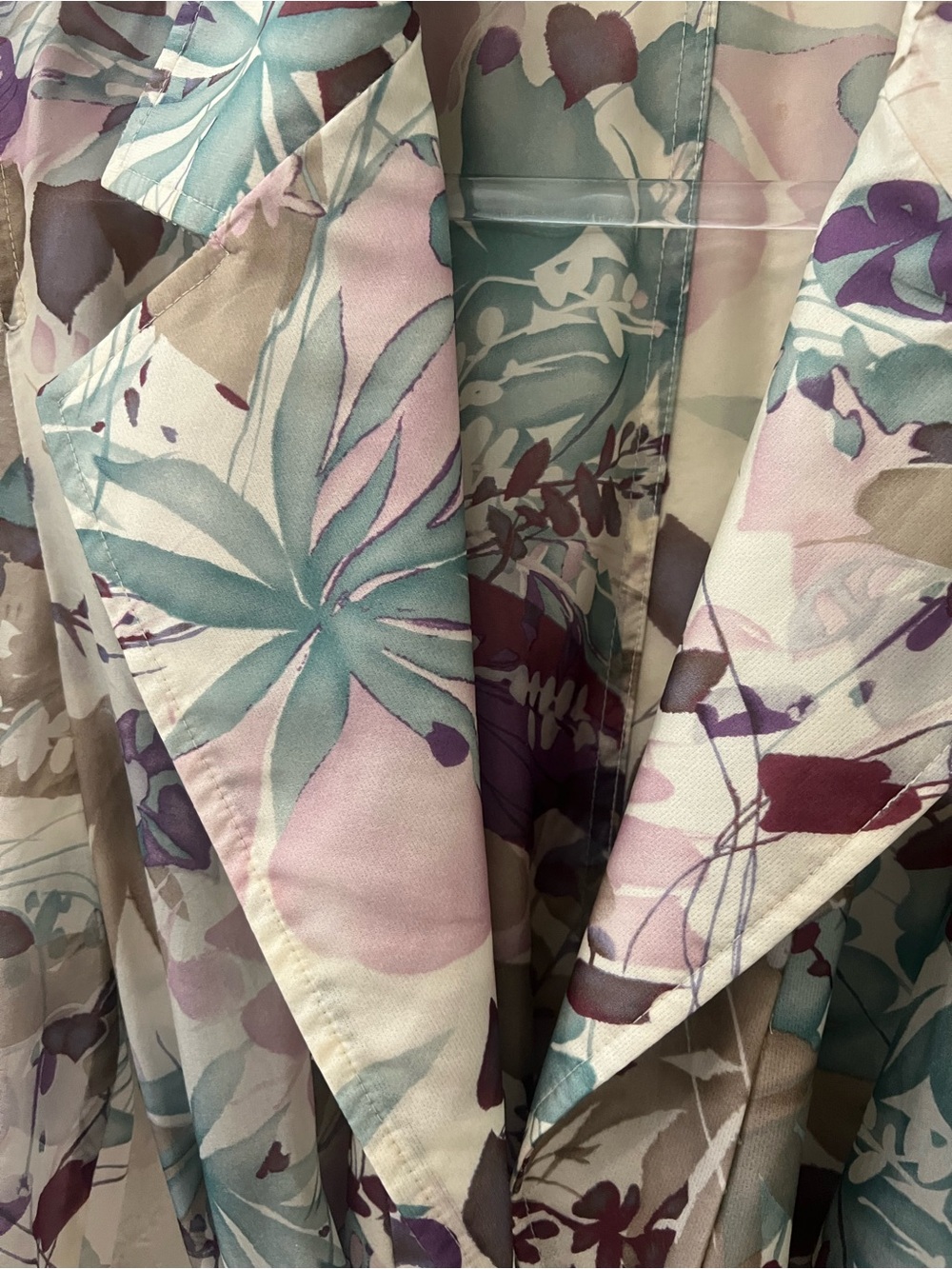 Linda Allard for Ellen Tracy 100% Silk Floral Belted Trench Jacket Duster Small - Picture 6 of 6
